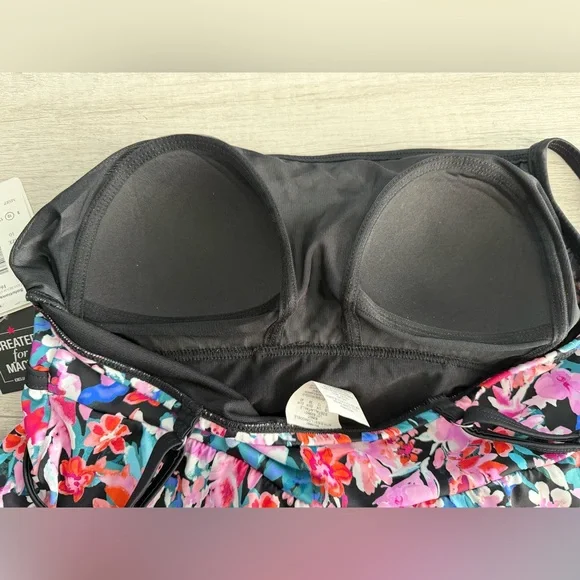 Swim Solutions Women’s Floral Tummy Control Empire Swim Dress Size 10
